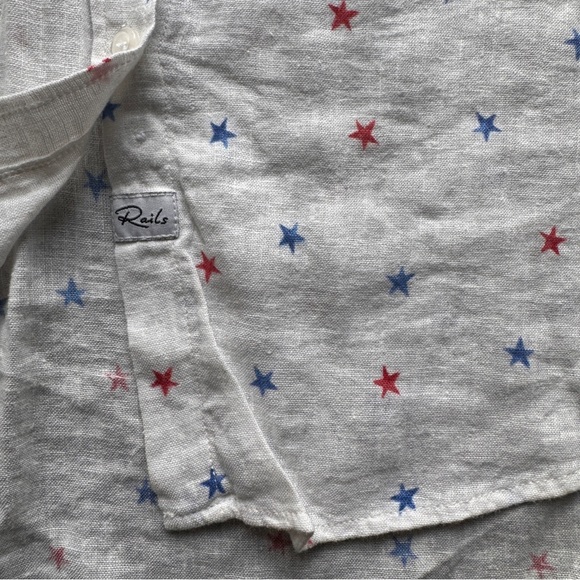 Rails button front Oxford red white and blue stars XS - Picture 2 of 2
